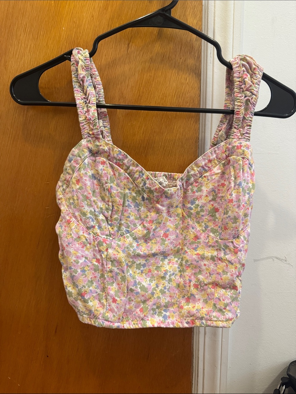 Pastel Floral Sweetheart Crop Top in Pink